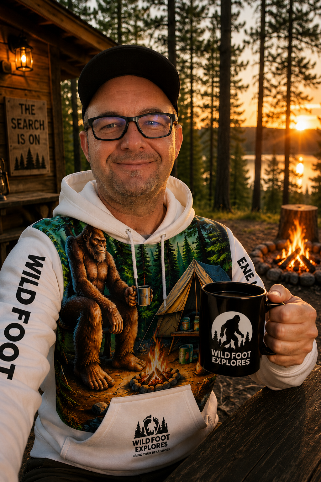 Wildfoot Explores Bigfoot Black Glossy Mug